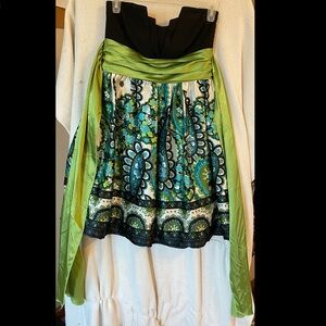 Trixxi, M, blue/green/black/white paisley pattern